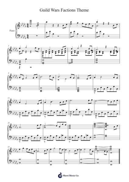 Guild Wars Factions Theme Sheet Music by Jeremy Soule-Arr.Malke Wordby