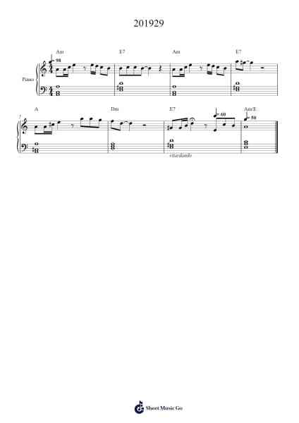 201929 樂譜由 Kirkcrofts Stoneboyle - 編曲 Earmay