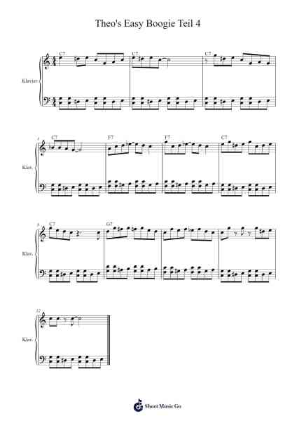 Theo's Easy Boogie Teil 4 Sheet Music by Theo Degler-Arr.Urvien Browntha