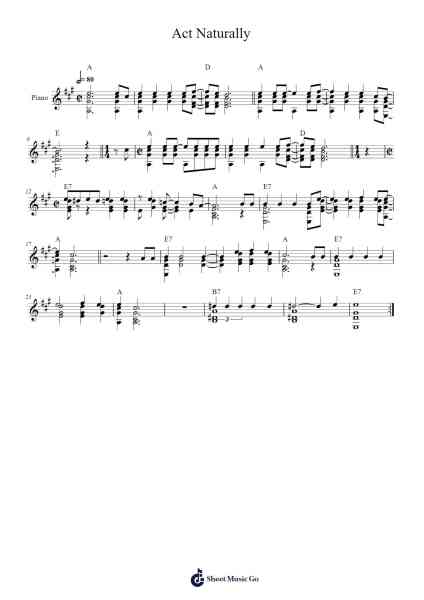 Act Naturally Sheet Music by -Arr.Babvieve Themew