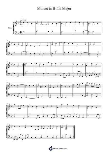 Minuet in B-flat Major 樂譜由 M.R.Q - 編曲 Dunkin Betcie