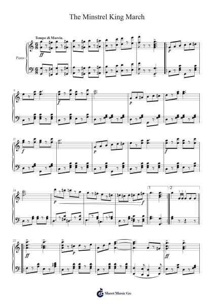 The Minstrel King March Sheet Music by Sadie Koninsky-Arr.Caerwood Belch