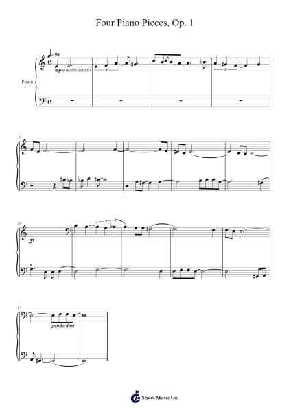 Four Piano Pieces, Op. 1: Intermezzo Sheet Music by Evgeny Kissin-Arr.Sainsthea Flind