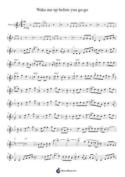 Wake me up before you go-go Ноты для фортепиано от Wham!-Arr.Reylot