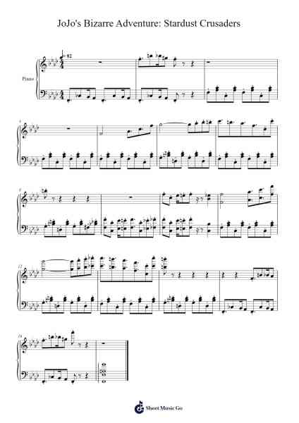 JoJo's Bizarre Adventure: Stardust Crusaders Sheet Music by Yugo Kanno-Arr.Jillmo Grantbott