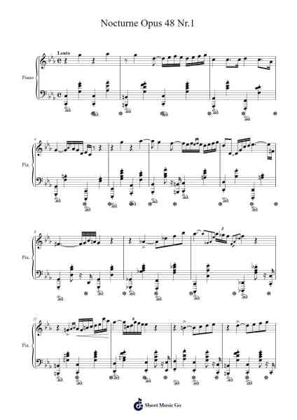 Nocturne in C Minor, Op. 48, No. 1 Sheet Music by F. Chopin-Arr.Odewyatt