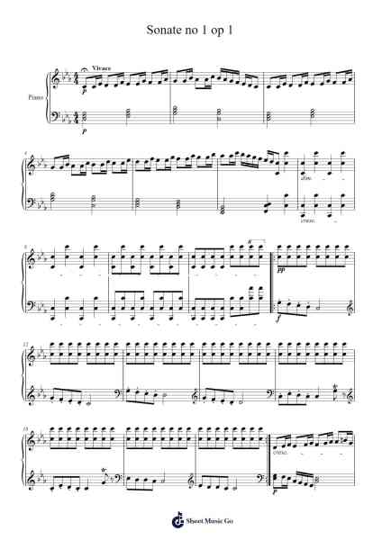 Piano Sonata No. 1 in C Major, Op. 1 Sheet Music by Celeab A-Arr.Derlian Sumeo