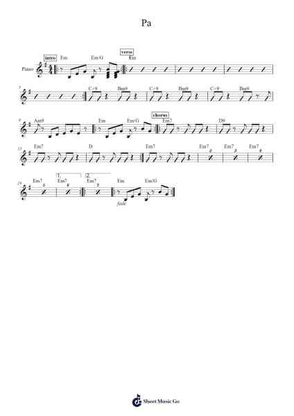 Pa Sheet Music by Doe Maar-Arr.O'Conbrooke