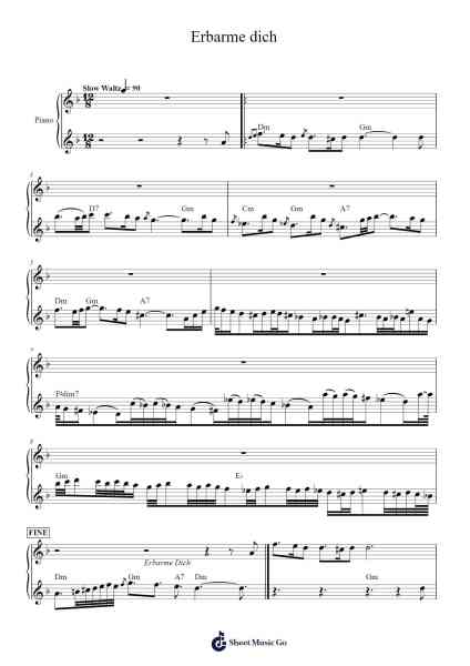 Erbarme dich 乐谱由 Johann Sebastian Bach - 编曲 Adnest Fitzvin