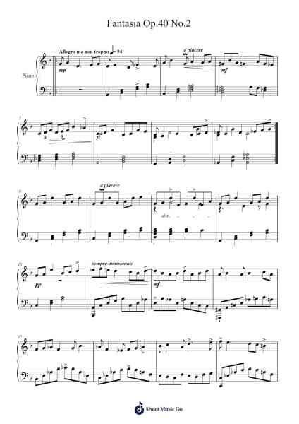 Fantasia Op.40 No.2 Sheet Music by Needel Deirmag-Arr.Hewgy Fowearl