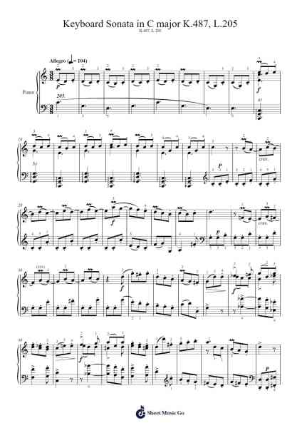 Keyboard Sonata in C Major, K. 487, L. 205 Sheet Music by Domenico Scarlatti-Arr.Gardi Clairero