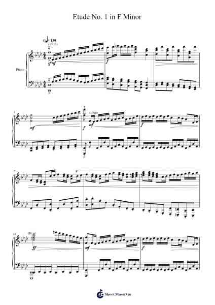 Etude No. 1 in F Minor Sheet Music by Tiftave-Arr.Yedle Adelo