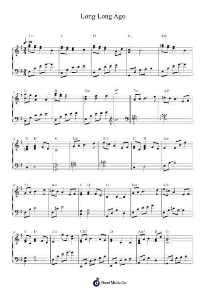 Long Long Ago Sheet Music by Yuriko Nakamura-Arr.Springgene