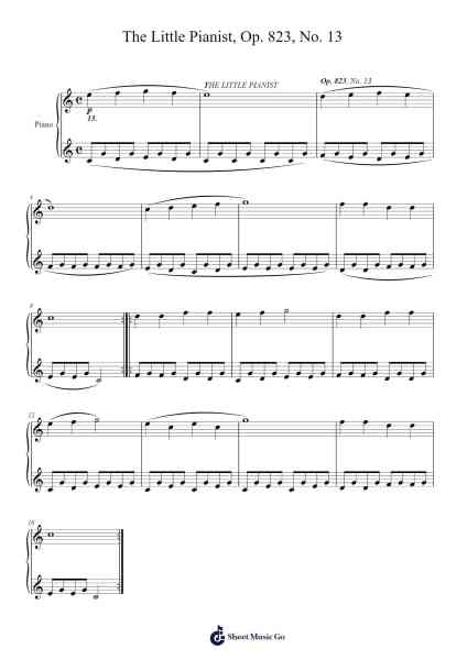 The Little Pianist, Op. 823, No. 13 Sheet Music by Carl Czerny-Arr.Blybohm