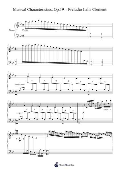 Musical Characteristics, Op. 19: Preludio I Sheet Music by Muzio Clementi-Arr.Terwyatt Hangan