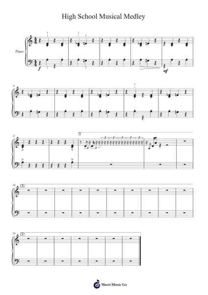 High School Musical Medley Sheet Music by Funkxy-Arr.Glacarr