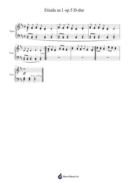 Etude No. 1 in D Major, Op. 5 Sheet Music by Karol Jakubek-Arr.Peale