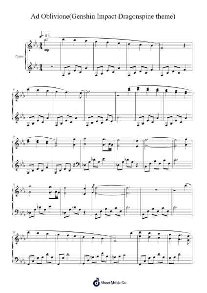 Ad Oblivione(Genshin Impact Dragonspine theme) Sheet Music by 13795253-Arr.Troyning