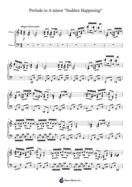 Prelude in A Minor "Sudden Happening" Sheet Music by Hentra Whitbart-Arr.Chesfitch Thompdie