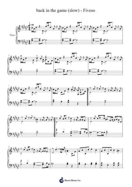 back in the game (slow) - Fiveso 樂譜由 Thodoregrey Graybird - 編曲 Minmeg Bobfax