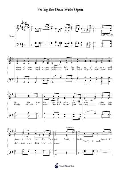 Swing the Door Wide Open Sheet Music by Lizzie DeArmond-Arr.Pehall