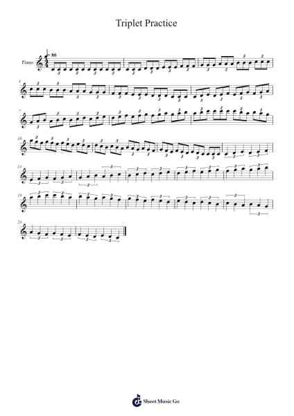 Triplet Practice Sheet Music by Brooke Macy-Arr.Alickbush