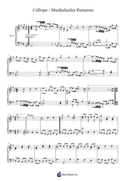 Musikalischer Parnassus: Calliope Sheet Music by Johann Caspar Ferdinand Fischer-Arr.Galepiers Vasa