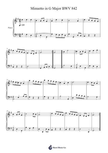 Minuetto in G Major from Suite BWV 842 楽譜 by Johann Sebastian Bach-Arr.Yetlup Hoybird