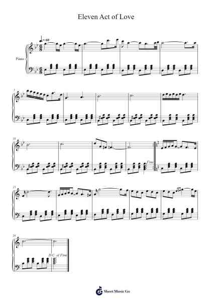 Eleven Act of Love: Key Change Sheet Music by Rayward-Arr.Wavieve Katdy