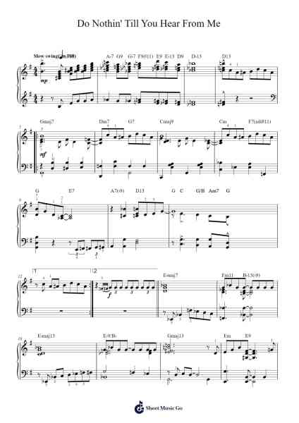 Do Nothin' Till You Hear From Me Sheet Music by Duke Ellington-Arr.Joanreade Annlus