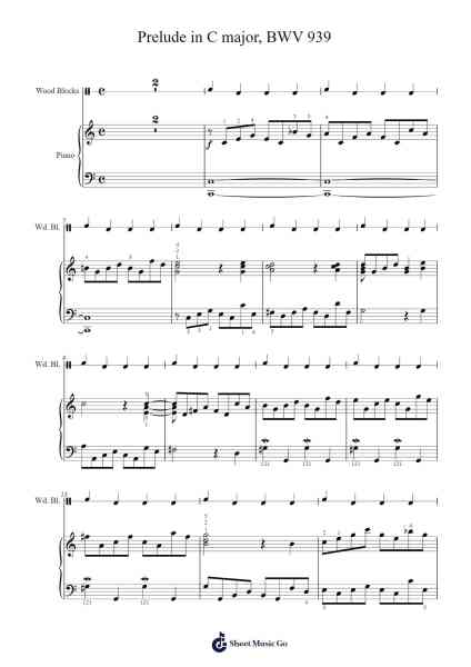 Prelude in C Major, BWV 939 Sheet Music by Johann Sebastian Bach-Arr.Viten Sun