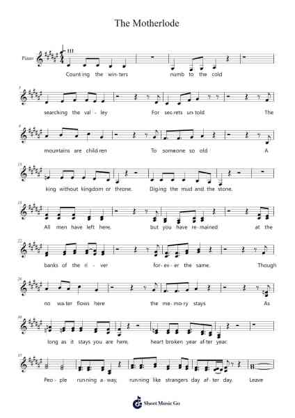 The Motherlode Sheet Music by The Staves-Arr.Heca