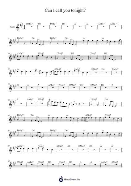Can I call you tonight? Sheet Music by Dayglow-Arr.Lanme