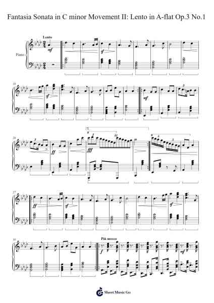 Fantasia Sonata in C Minor, Op. 3 No. 1: II. Lento in A-flat Sheet Music by Genewat Duttret-Arr.Chamtra