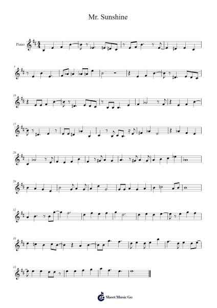 Mr. Sunshine Sheet Music by Melomance-Arr.Jusmens