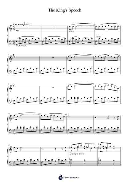 The King's Speech Sheet Music by Alexandre Desplat-Arr.Sawoolf Phylhale