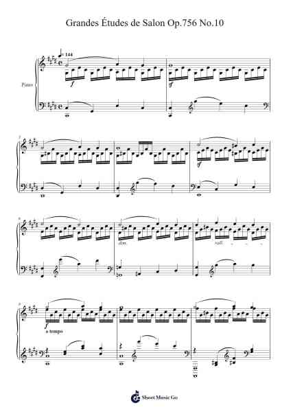 Grandes Études de Salon, Op. 756 No. 10 Sheet Music by Carl Czerny-Arr.Panvier Oisendan