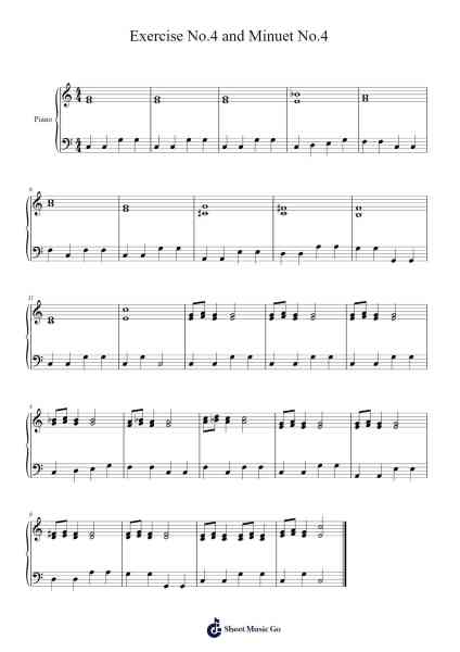 Exercise No.4 and Minuet No.4 Sheet Music by Oscar Peterson-Arr.Chamcarr Cherbard