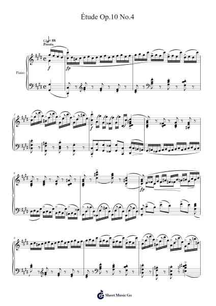 Étude Op. 10 No. 4 in C-Sharp Minor 'Torrent' Sheet Music by Frédéric Chopin-Arr.Mauddam Linddice