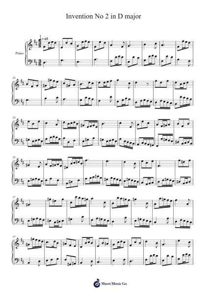 Invention No. 2 in C Major, BWV 772 Sheet Music by John McCartin-Arr.Joshgins Widred