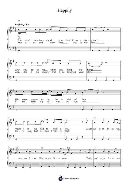 Happily Sheet Music by One Direction-Arr.Wordfoe Hymar