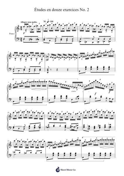 Études en douze exercices, S.136: No. 2 Sheet Music by Franz Liszt-Arr.Duo'neil