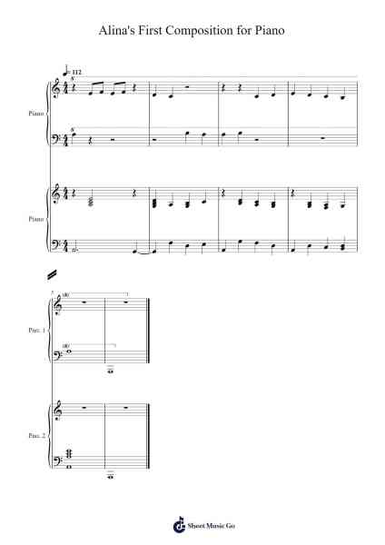 Alina's First Composition for Piano Sheet Music by Alina-Arr.Molta