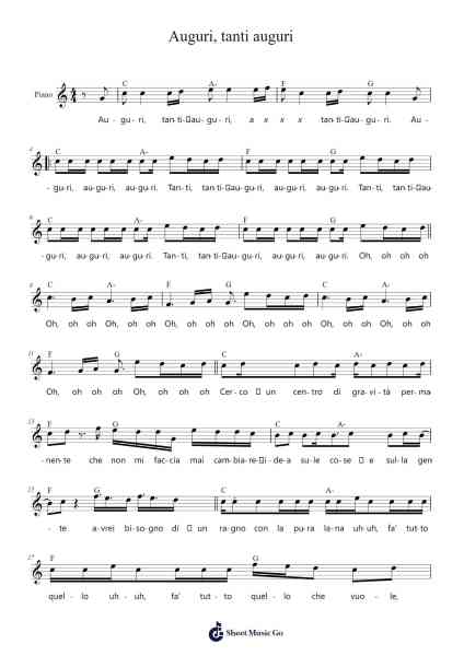 Auguri, tanti auguri Sheet Music by CEL & CRA-Arr.Pumens Faulkgrant