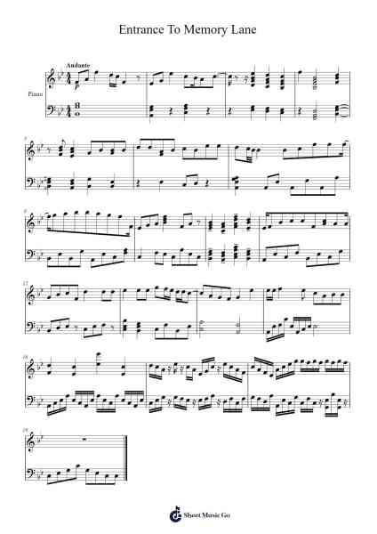 Entrance To Memory Lane Sheet Music by Prittmos-Arr.Joycelup