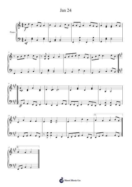 Jan 24 Sheet Music by Clavicle-Arr.Pipril