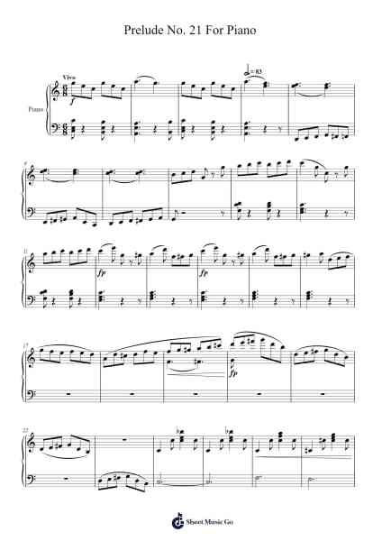 Prelude No. 21 for Piano Sheet Music by Eleazar Torres Gallegos-Arr.Viten Sun
