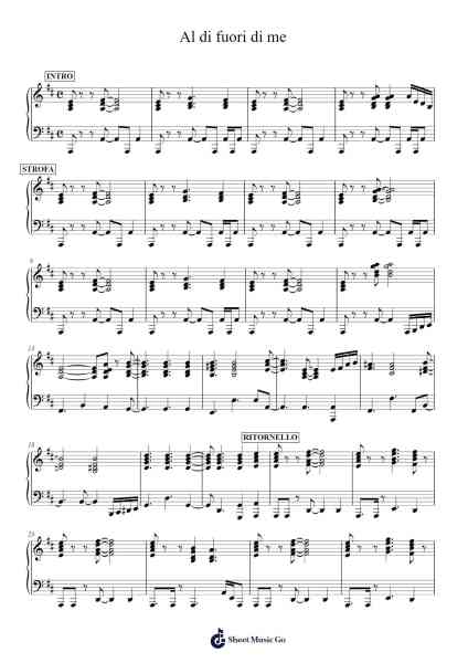 Al di fuori di me Sheet Music by Unknown author-Arr.Morsechi Billra