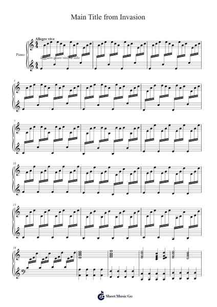 Main Title from Invasion Sheet Music by Max Richter-Arr.Temky Pisoll