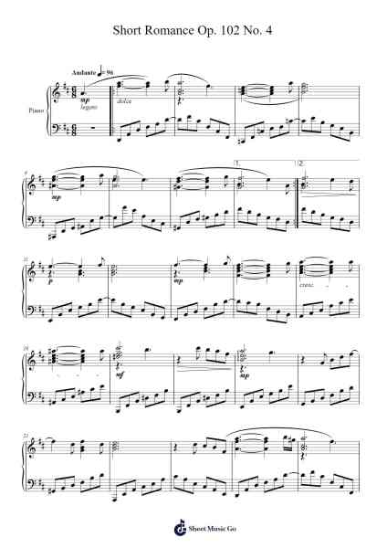 Romance Op. 102 No. 4 Sheet Music by Brightfrances-Arr.Grihicks Mulou